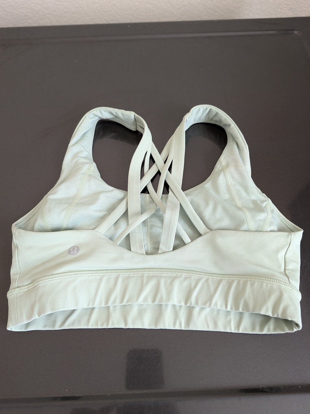 Lululemon Energy Sports Bra Womens 6 Green Strappy Crossback Longline Yoga Gym